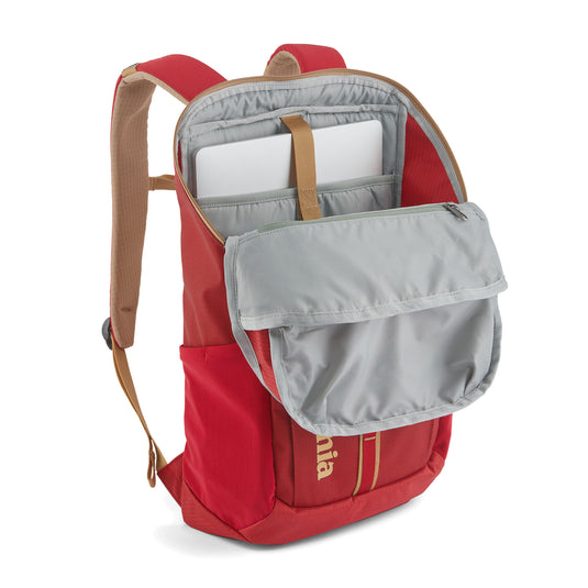 Patagonia Black Hole Pack 25L showing internal pockets and laptop inside