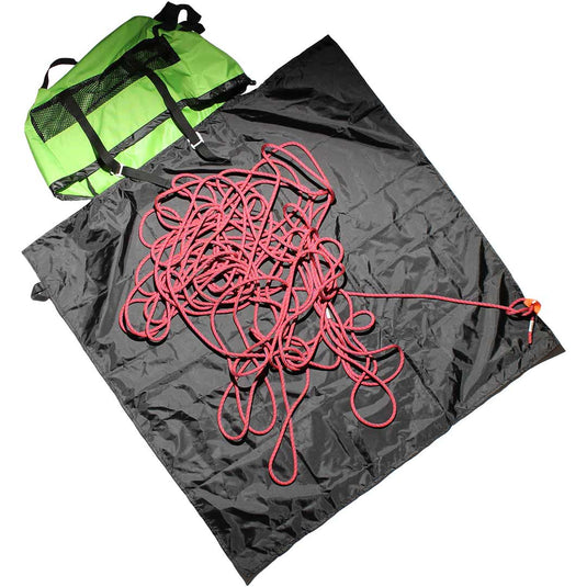 Psychi Rope Bag - Green - with rope tarp laid out