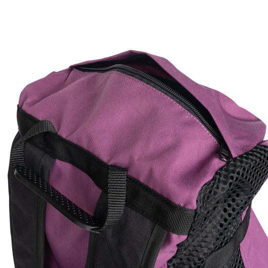 Psychi Rope Bag - Purple - close up of top zip pocket