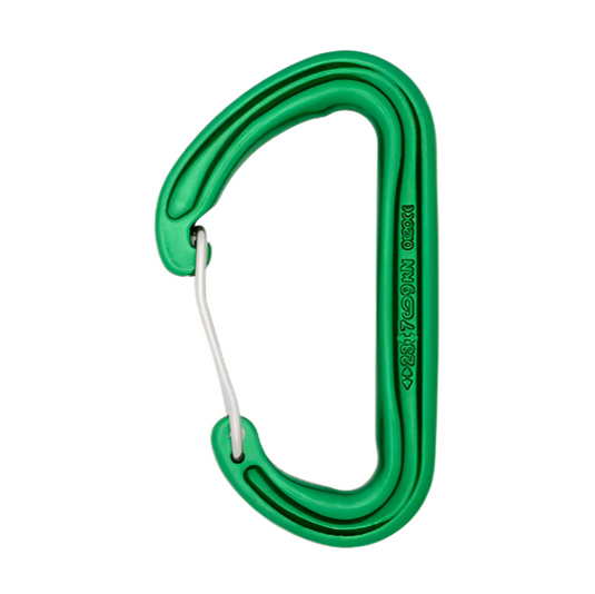 Single Green DMM phantom wire gate carabiner