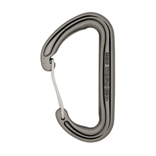 Single Grey DMM phantom wire gate carabiner