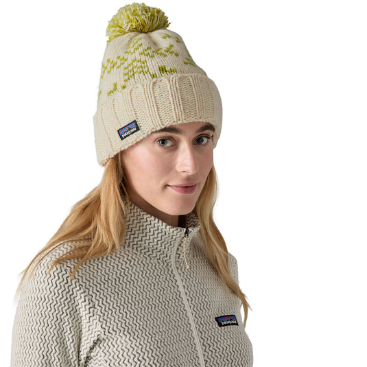 Patagonia Snowbelle Beanie - Evergreen Flakes: Birch White