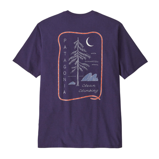 Patagonia Mens Clean Climb Roots Responsibili-Tee in plummet purple