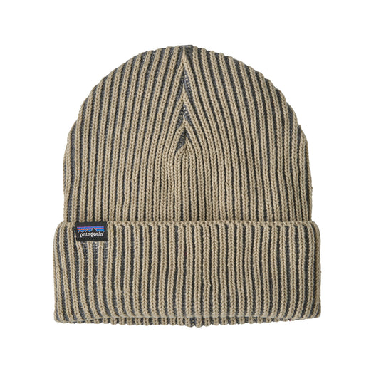 Patagonia Rolled Fishermans Beanie in Contrast Stripe Weathered Stone
