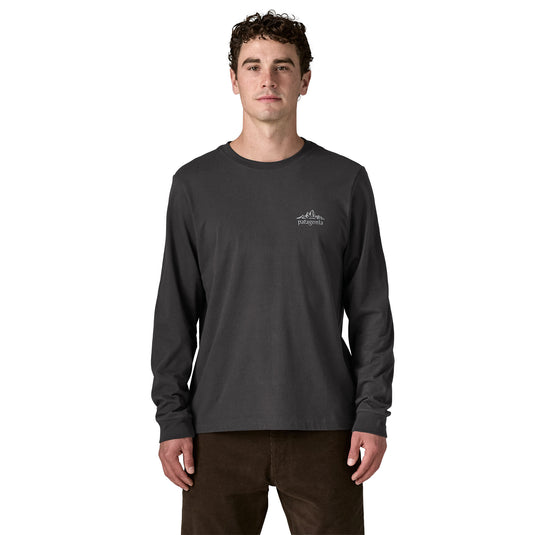 Patagonia Men's Long-Sleeved Cloud Crag T-Shirt in black on model 