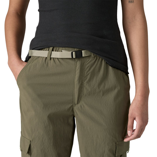 Patagonia Womens Outdoor Everyday Cargo Pants - Basin green - close up of waist