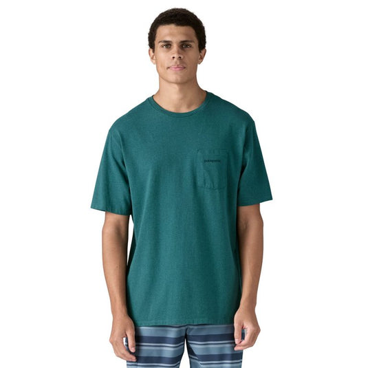Patagonia Mens Boardshort Logo Pocket Responsibili-Tee - Blue - worn by model