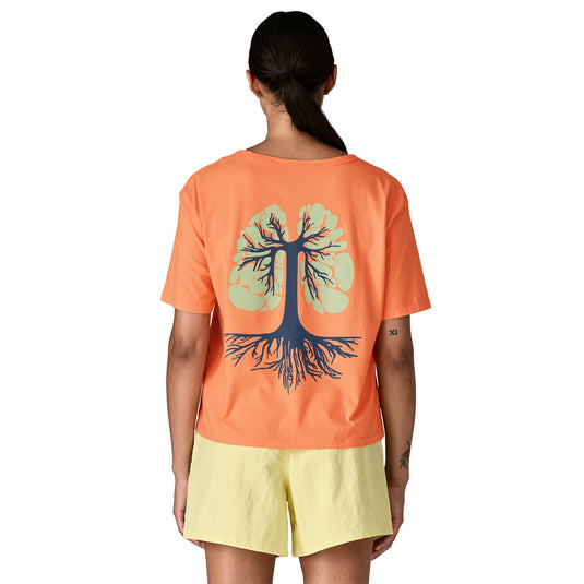 Patagonia Womens Run Like Roots Easy Cut T-shirt worn by model