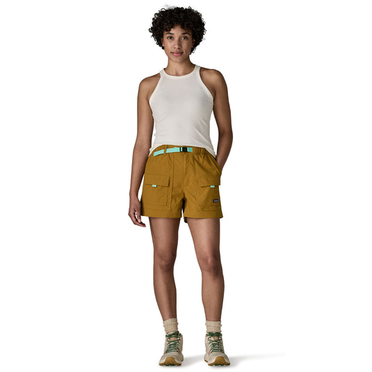 Patagonia Womens Outdoor Everyday Shorts in bobcat brown worn by model