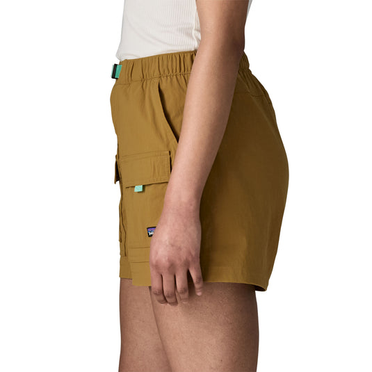 Patagonia Womens Outdoor Everyday Shorts in bobcat brown worn by model side view