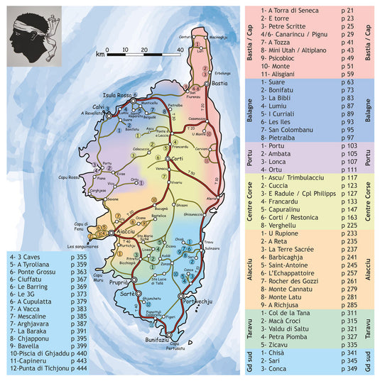 Falaises de Corse climbing guidebook map 