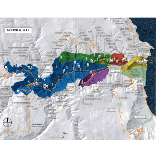 Leonidio & Kyparissi Climbing Guidebook overview map